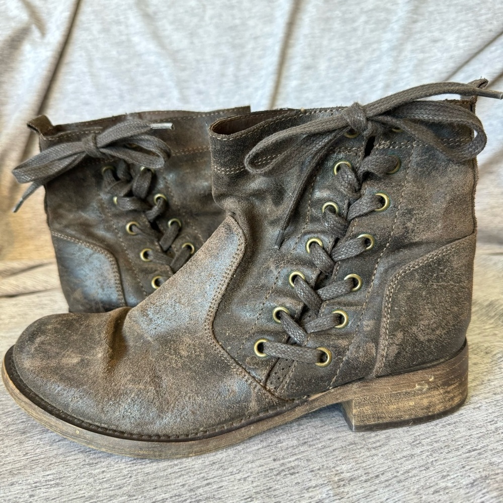 ALDO Women's‎ Lace-Up Ankle Boots - Distressed Brown, Size 37 (6.5), EUC